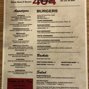 Front of menu