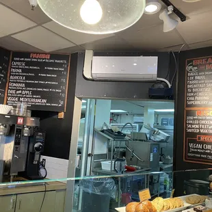 menus and food items on display