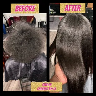 Sew In with slight leave out - hair provided by my company