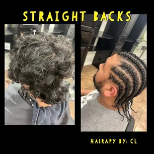 Braids. Where I am from they are called straight backs. Client hair is wavy/curly and almost 4 inches in length.