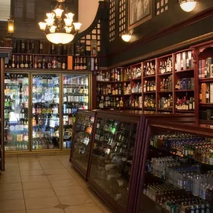 the inside of a liquor shop
