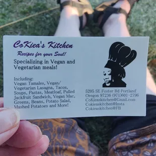 Business card and menu