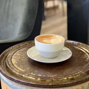 a cup of coffee on a saucer