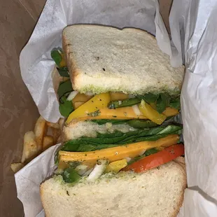 Veggie Sandwich and Soggy French Fries