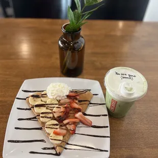 Nutella crepe/ Iced matcha with cold foam