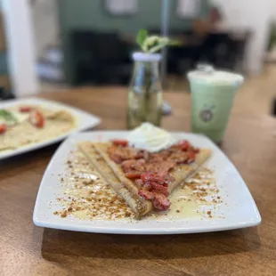 cookie butter crepe with strawberries