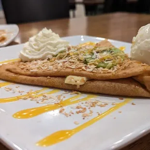 a crepe and ice cream