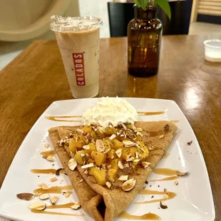 Peach crepe &amp; cold brew