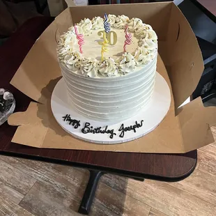 I was able to bring in my own cake which was my sons fav!