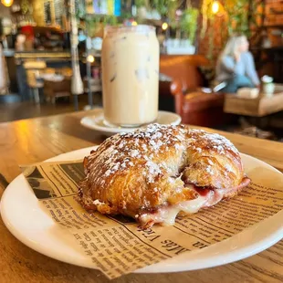 Monte Cristo sandwich w/ ice coffee