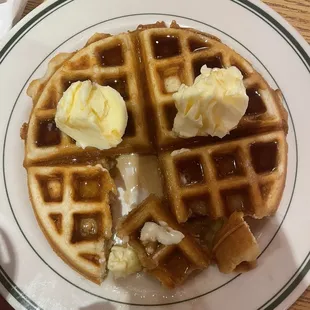 Waffles (extra butter and syrup added by me)