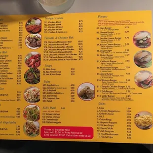 One side of the menu