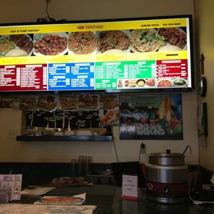 a menu on the wall