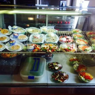 Our Salad Case, filled with delicious, healthy options.