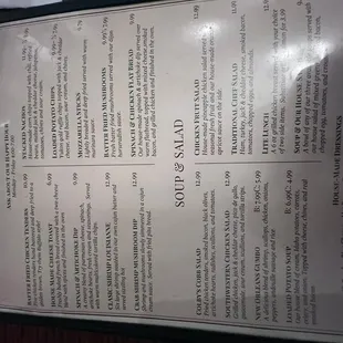 Extensive menu
