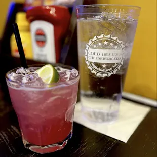 Prickly Pear Margarita &amp; Water