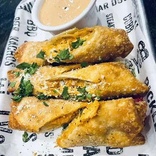 Buffalo chicken egg rolls. These were pretty good!