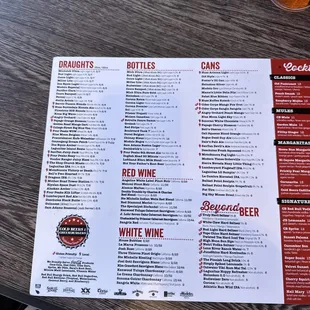 Beer menu.
