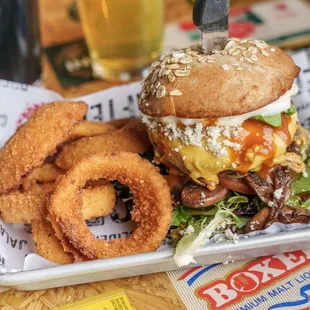 urger and onion rings