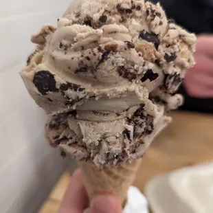 "This Just Got Serious" flavored ice cream, single scoop in a sugar cone