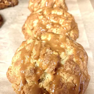 Unique scone selections made in-house!
(pictured - Salted Caramel)