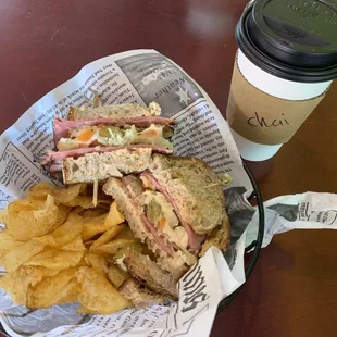 Reuben and 16oz. Chai Latte
