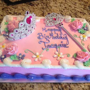My princess bday cake w/real tiara &amp; wand!!