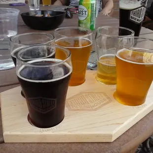 Trying the flight at the tap room!