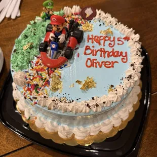 Custom ice cream cake with Mario design