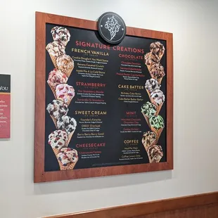 a menu on the wall