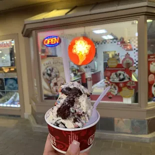 Birthday cake creation with Oreos instead of fudge