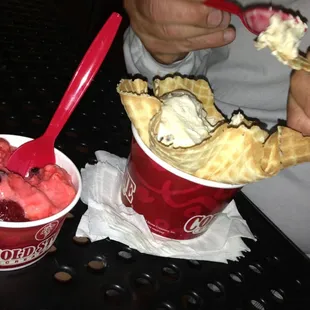 a man eating ice cream