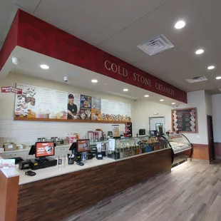 the counter area of a cold stone creamery