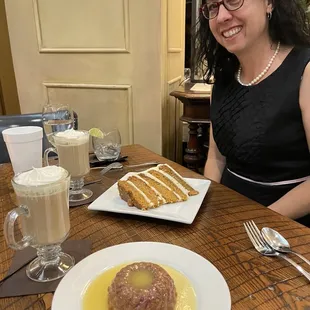Carrot cake, English tea cake and Irish coffees