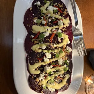 Roasted beet carpaccio - yum!