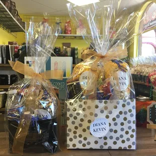 a variety of gift baskets for sale