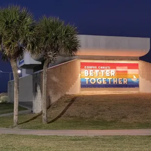The amphitheater and a positive message.
