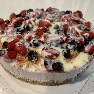 a close up of a cheesecake