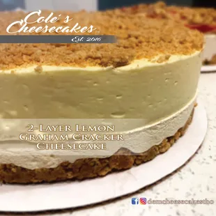 two layer lemon graham cracker cheesecake