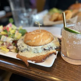 The CVT deluxe burger with gluten free bun. Side salad. Lady Made #6