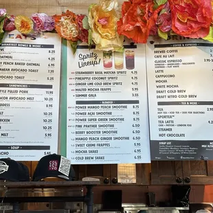 Smoothie menu