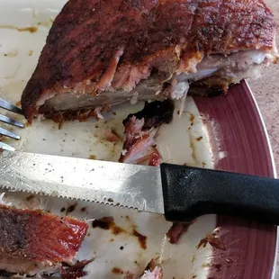 These are the replacement ribs. Smoke ring was there but the flavor wasn't. It needs a lot more rub.