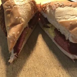 Smoked sausage sandwich