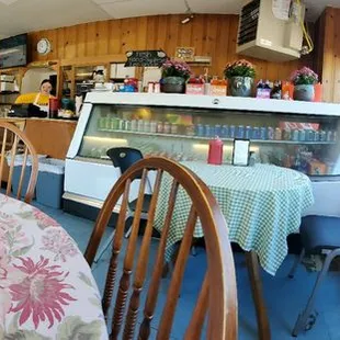 the interior of a diner