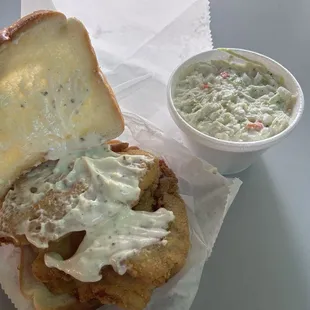 Fish Sandwich and coleslaw