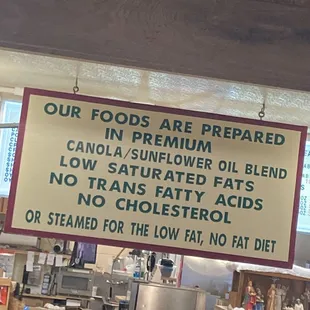 a sign in a restaurant