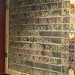 a menu on a chalkboard