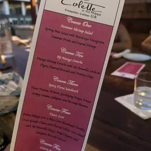 Prixe Fix Menu