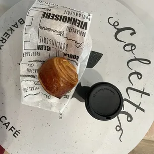 Chocolate croissant and cute table