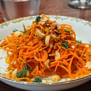 Parisian Carrot Salad with toasted hazelnut, parsley, cider